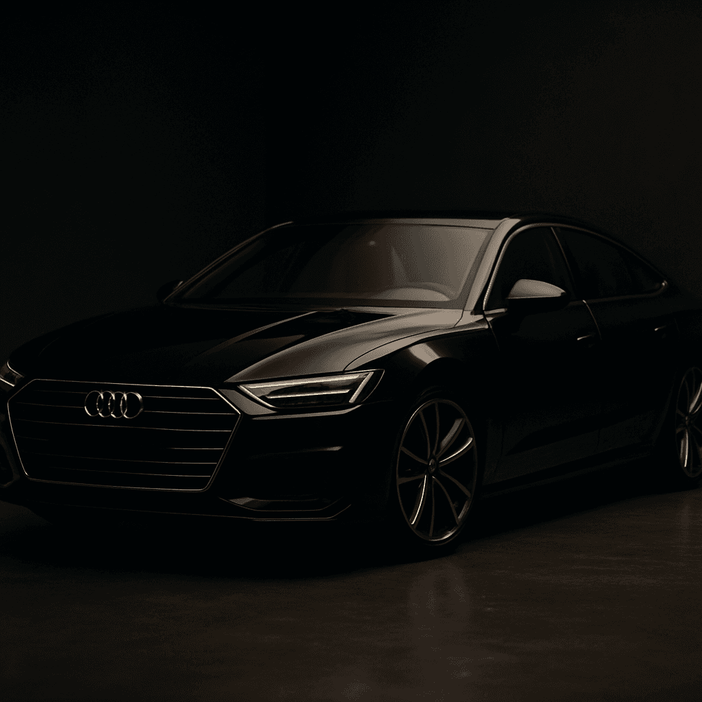 A luxury sedan photographed in a studio setting